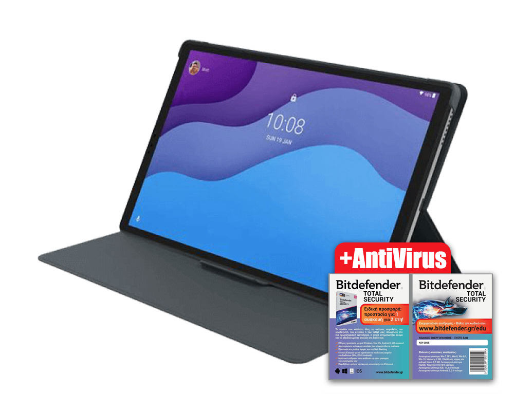 Εικόνα Tablet 10.1" Lenovo Tab M10 HD 2nd Gen (4GB/64GB) - Iron Grey (Περιλαμβάνει θήκη Lenovo Folio Case και μεμβράνη προστασίας) + Antivirus BitDefender Total Security - 1 Device - 2 Years 