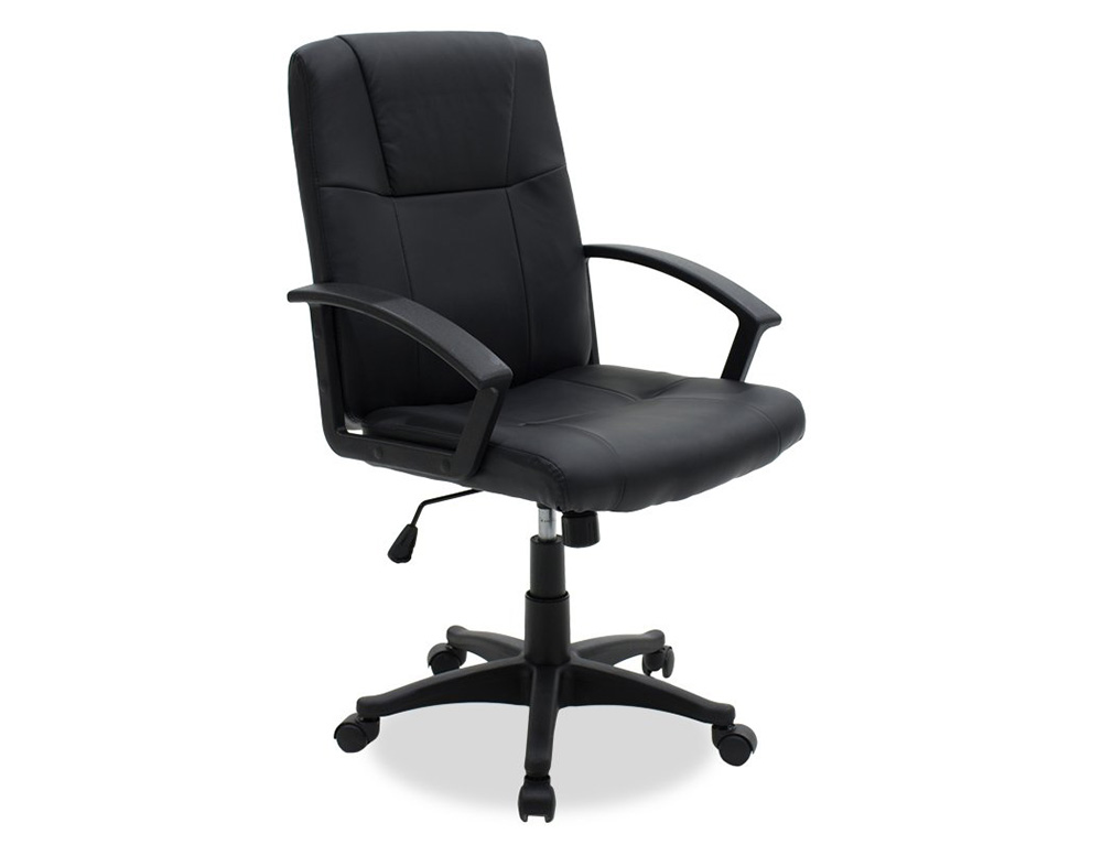 Εικόνα Καρέκλα γραφείου εργασίας LENNON pakoworld με επένδυση τεχνόδερμα - Μαύρη