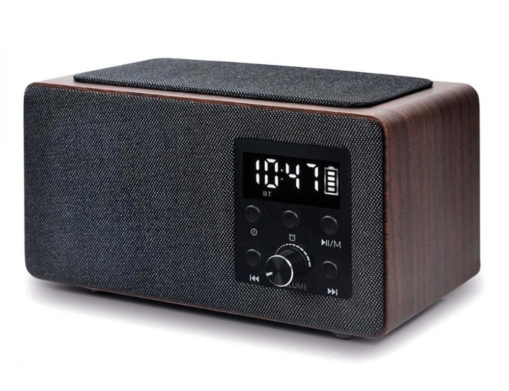 Εικόνα Ασύρματο Ηχείο Vals Fontastic Essential 260353 με FM και Ξυπνητήρι - 5W - Bluetooth, TF, AUX in, MicroSD Card, Λειτουργία Handsfree - Δυνατότητα Ασύρματης Φόρτισης Qi, Ξύλινο/Μαύρο
